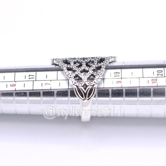 Vintage Authentic Pandora Silver Shimmering Lace Ring - 190907CZ - Picture 8 of 14